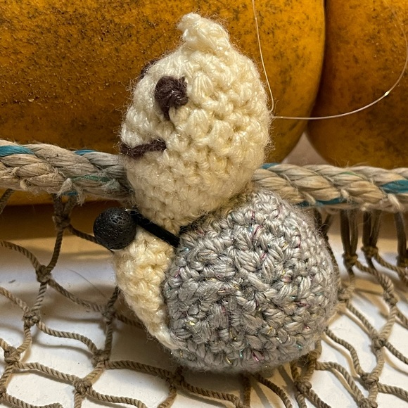 Crochet  Snail Cream & Gray  Lava Bead Essential Oil Diffuser Ornament SK - Picture 2 of 5